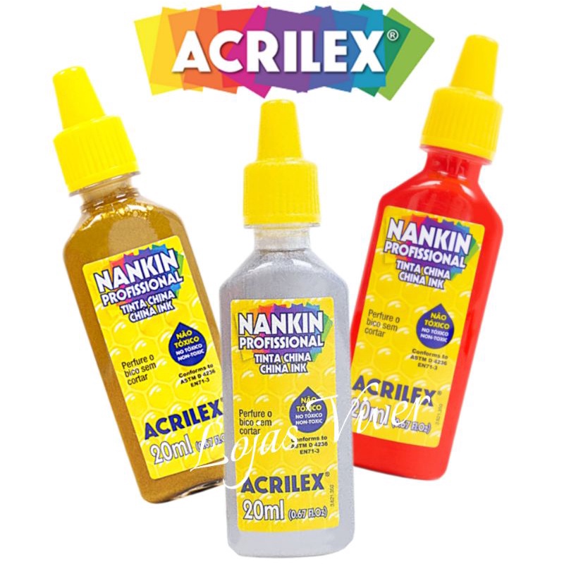 Tinta Nankin Cores 20ml - Acrilex em Oferta na Shopee