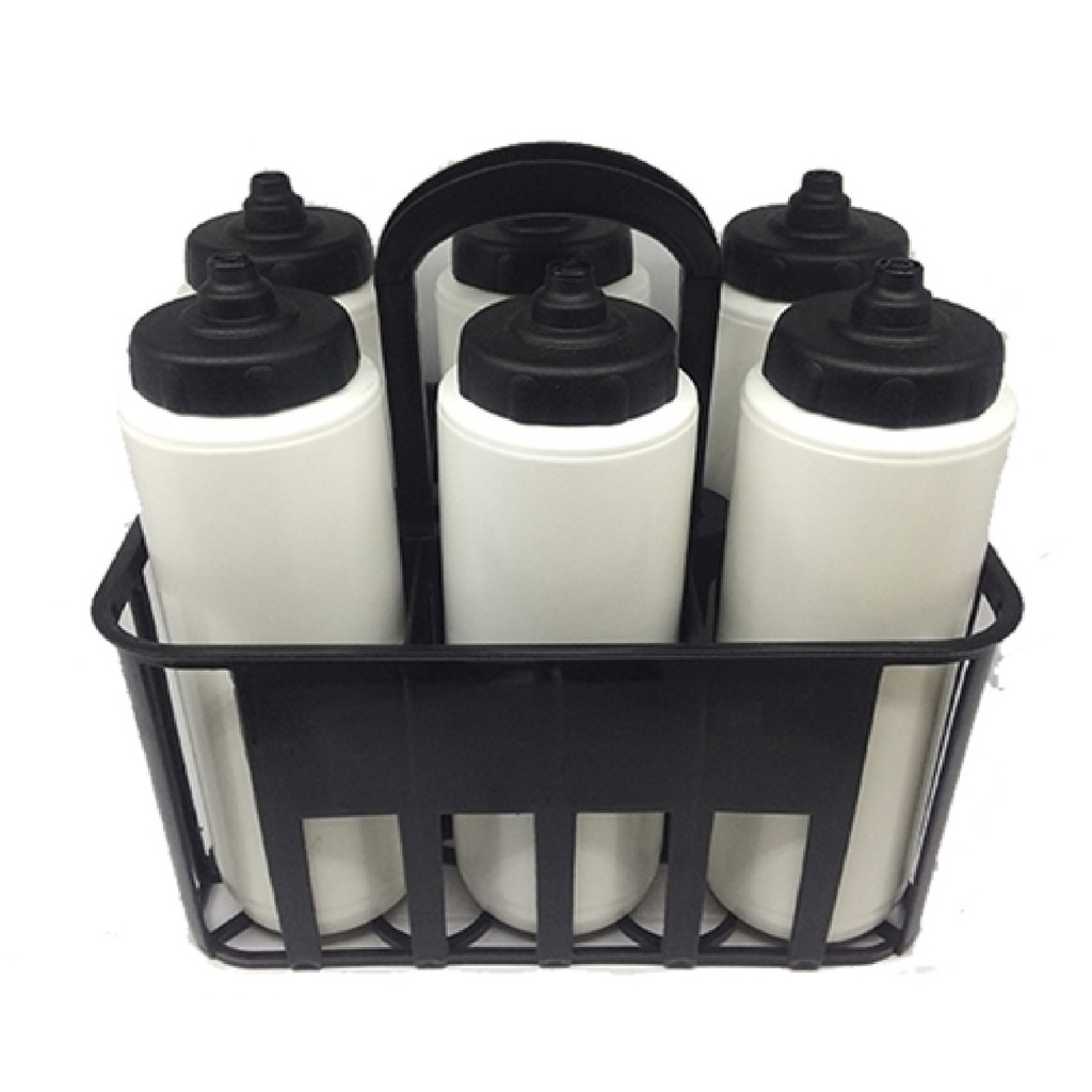 Kit 6 Squeezes Automatico Tipo Gatorade 1lt Rythmoon Branco com tampa Preta