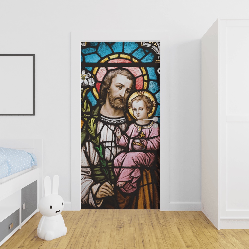 Adesivo de Porta Decorativo Vitral Religião Santo - 02473