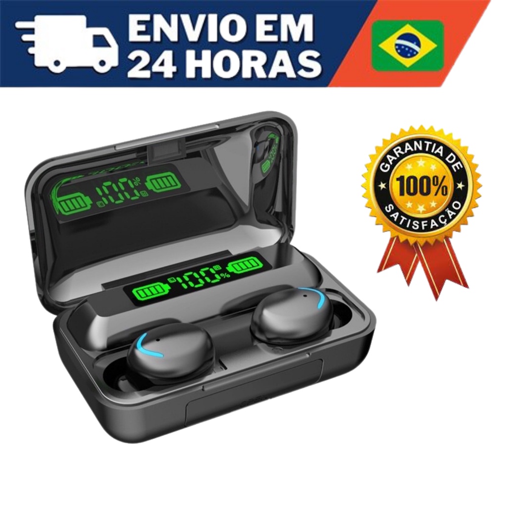 Fone de Ouvido Sem Fio F9 Bluetooth Com Power Bank