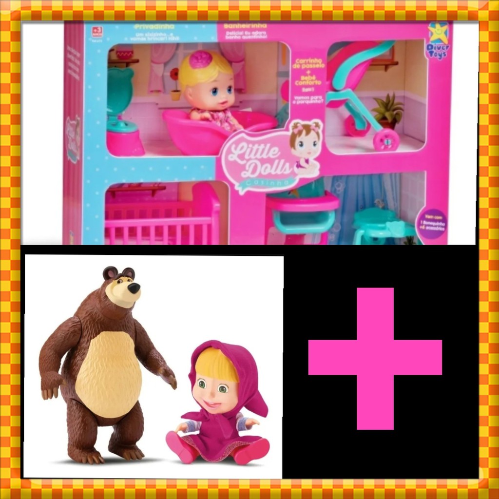 Masha E O Urso + Casinha Little Dolls Divertoys Shopee Brasil