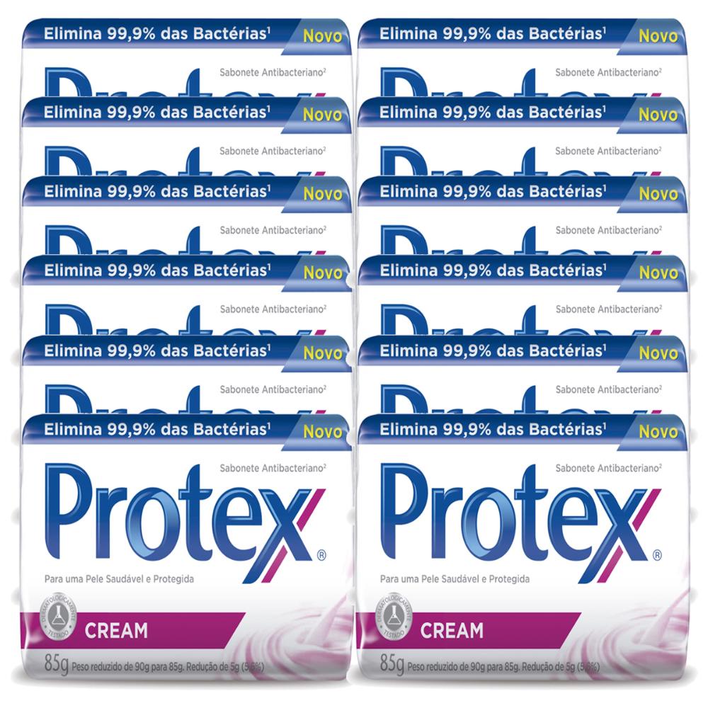 Kit Sabonete em Barra Protex Cream 85g com 12 unidades