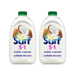 Kit 2 Lava-Roupas Líquido Surf 5 em 1 Cuidado do Coco 3 Litros