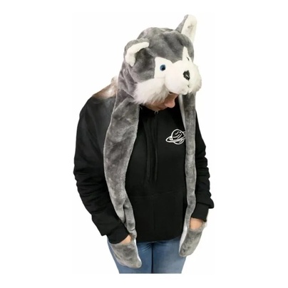 Touca Gorro Cachecol Pelúcia Lobo Bichinho Longa Fofa