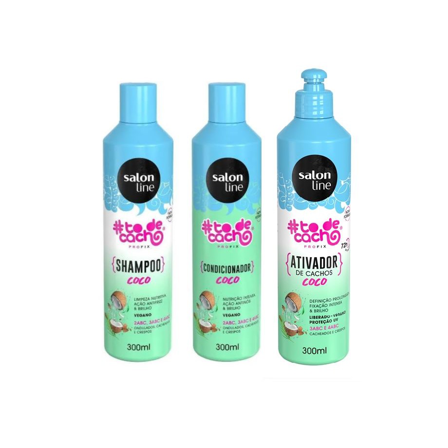 Salon Line Kit Shampoo Condicionador Ativador De Cachos Coco Todecacho Shopee Brasil