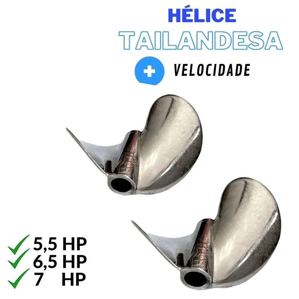 Kit 2  Hélice Tailandesa Motor Rabeta 5,5 6,5 7hp Barco
