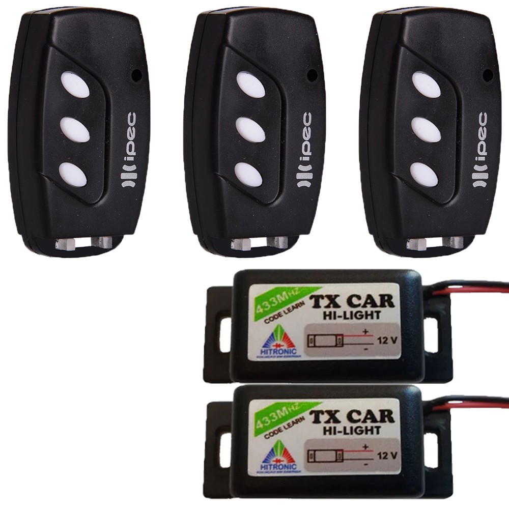 3 Controle Portão Alarme 2 Canais com Clip de Fixação   2 Tx Car Luz Farol Alto Carro Moto Prova De agua