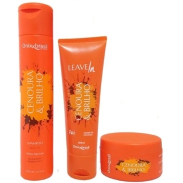 Kit Completo Cenoura e Brilho - Shampoo + leave in + mascara - rico em vitaminas A, C e Betacaroteno