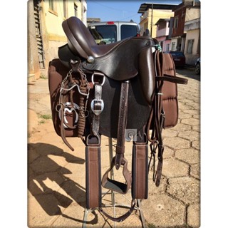Sela Cela Mangalarga Australiana Coqueluxe Completa De Pista Couro Legítimo Para Cavalo em Oferta na Shopee