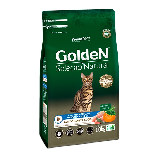 Ração Golden Seleção Natural para Gatos Adultos Castrados Sabor Abóbora - 1Kg em Oferta na Shopee