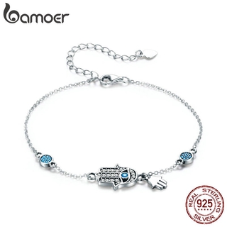 Bamoer Authentic 925 Sterling Silver Hand Of Fatima Chain Link Pulseiras Para As Mulheres Fecho Da Lagosta Clássico Pulseira Jóias Scb079