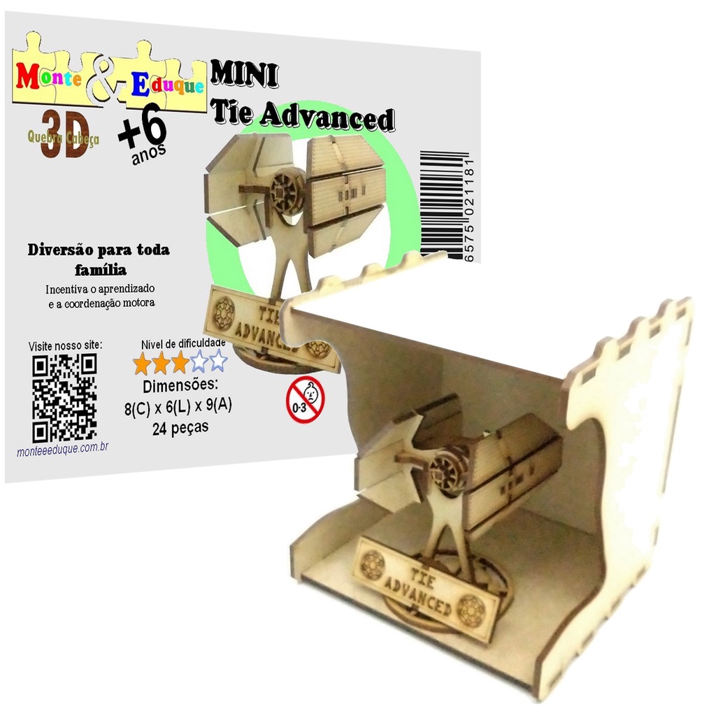 Brinquedo Quebra Cabeça 3D MINI NAVE STAR WARS Tie Advanced
