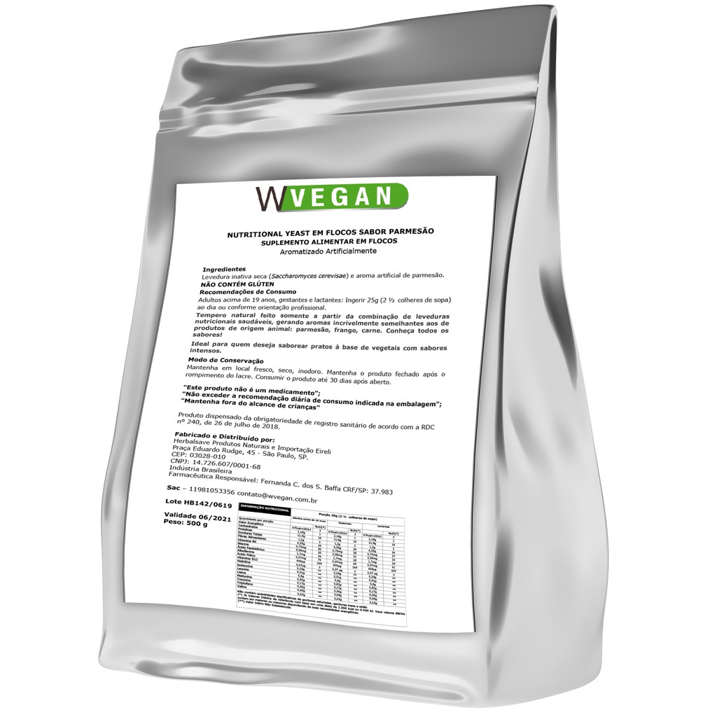 Nutritional Yeast Levedura em Flocos 500g ER WVegan - Carne