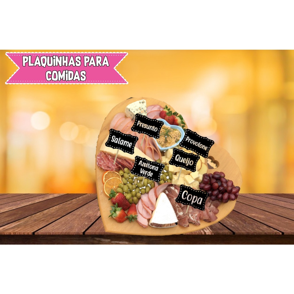 Kit 12 Plaquinhas para Comidas - Mesa de Frios - Festas - Natal - Ano Novo  - Tam. 7x4,5cm | Shopee Brasil