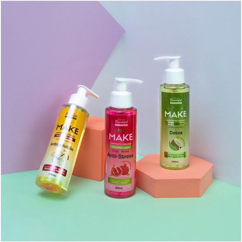 Sabonete Líquido Facial Para Skin Care Pump Pós Make 200 ml - Face Beautiful — imagem 2 de 2