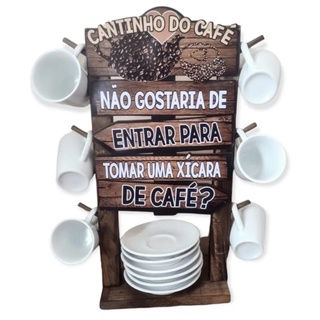 Organizador De xícaras de madeira cantinho do café suporta 6 xícaras