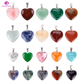 20 Peças Pingentes De Pedra Em Formato De Coração Para Chakra/Contas De Cristal/Faça Você Mesmo
