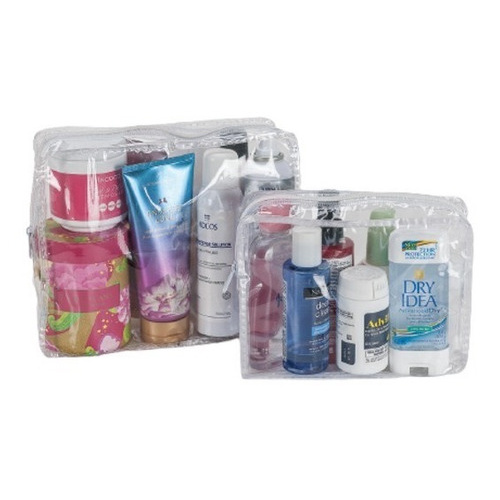Kit 3 Necessaires Plástica Transparente P 20cm X 15cm X 8cm em Oferta na Shopee