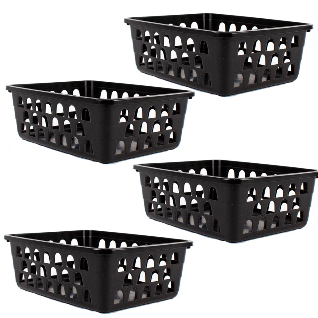 Kit 4 Cestos Multiuso Organizador Médio Preto 20x15,5x6,5Cm em Oferta na Shopee