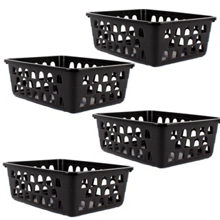 Kit 4 Cestos Multiuso Organizador Médio Preto 20x15,5x6,5Cm em Oferta na Shopee