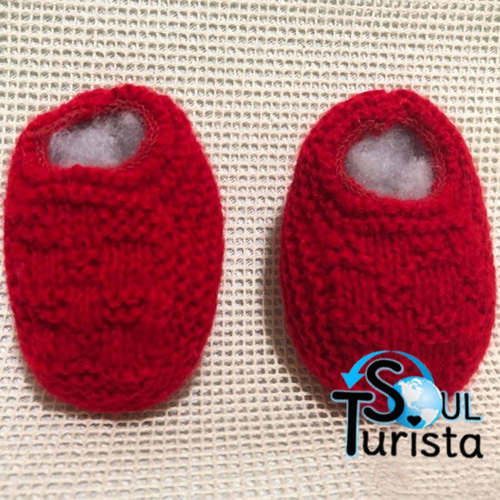 Sapatinho de Bebê de Tricô Vermelho - 0 a 3 meses