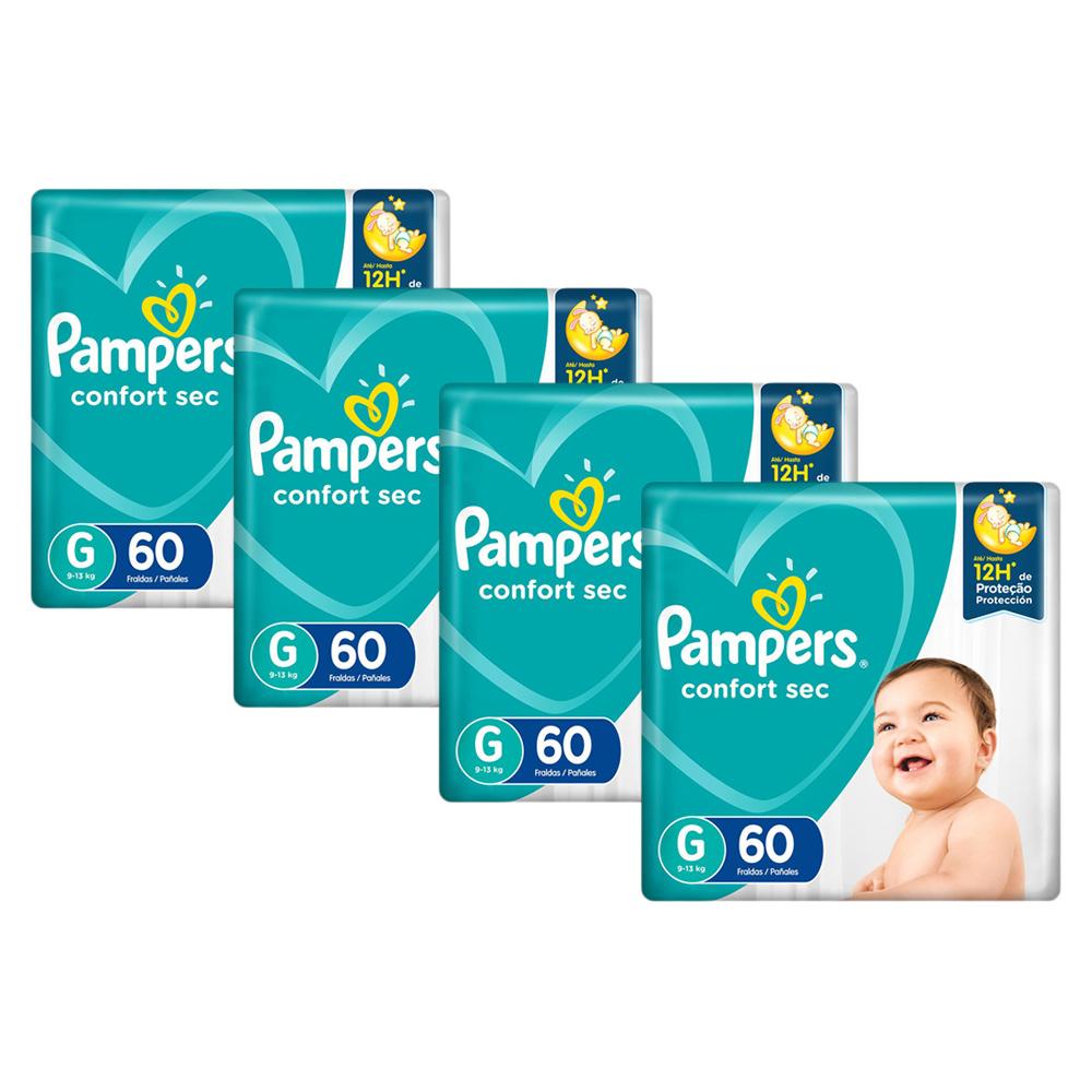 Kit Fralda Pampers Confort Sec Super Tamanho G com 240 unidades em Oferta na Shopee