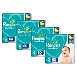 Kit Fralda Pampers Confort Sec Super Tamanho G com 240 unidades em Oferta na Shopee