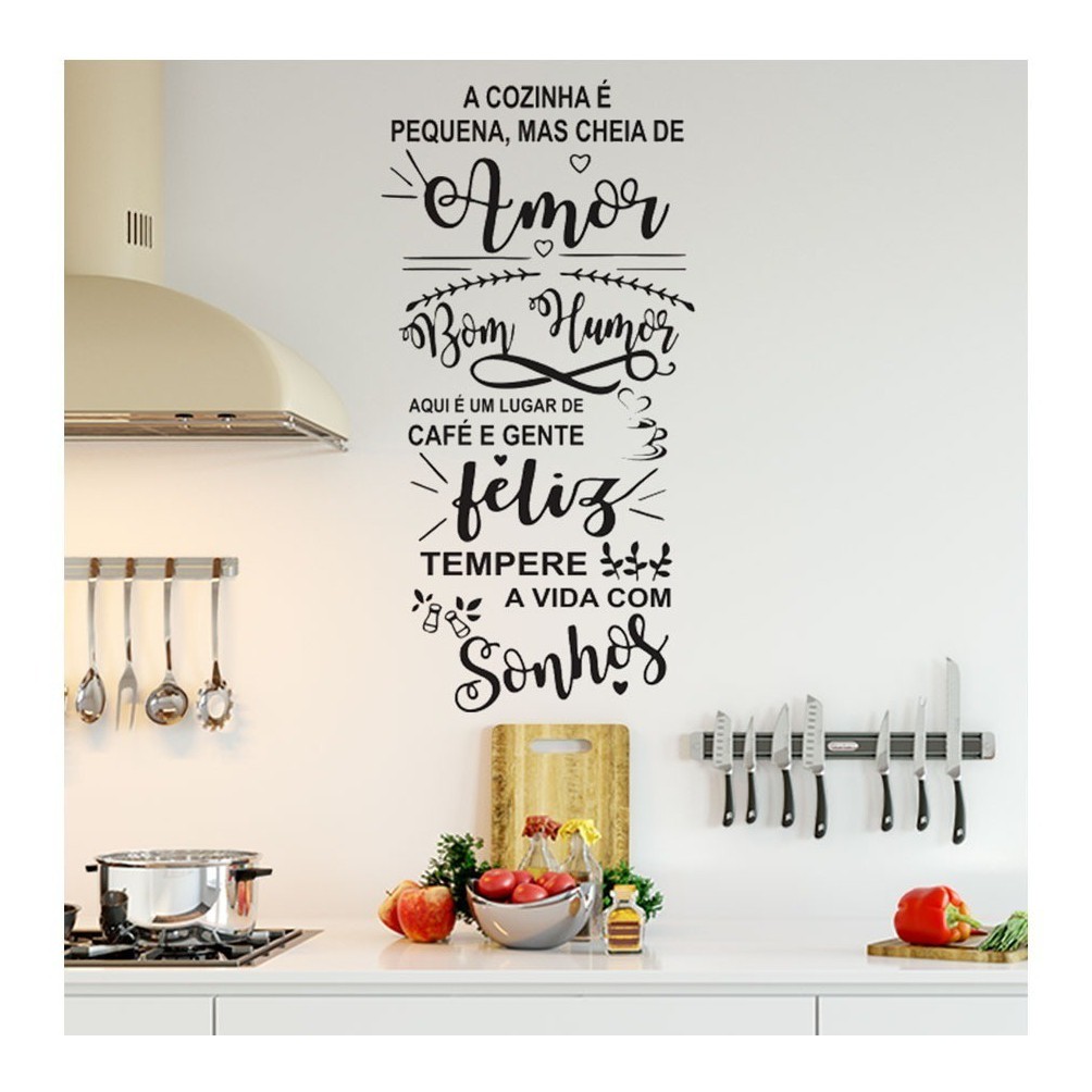 Adesivo Decorativo Frase A Cozinha É Pequena Cheia De Amor em Oferta na Shopee