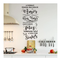 Adesivo Decorativo Frase A Cozinha É Pequena Cheia De Amor