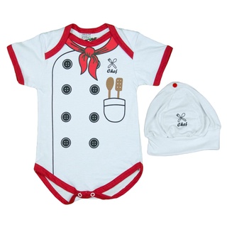Body Bebê Fantasia Chef de Cozinha + Boina em Oferta na Shopee