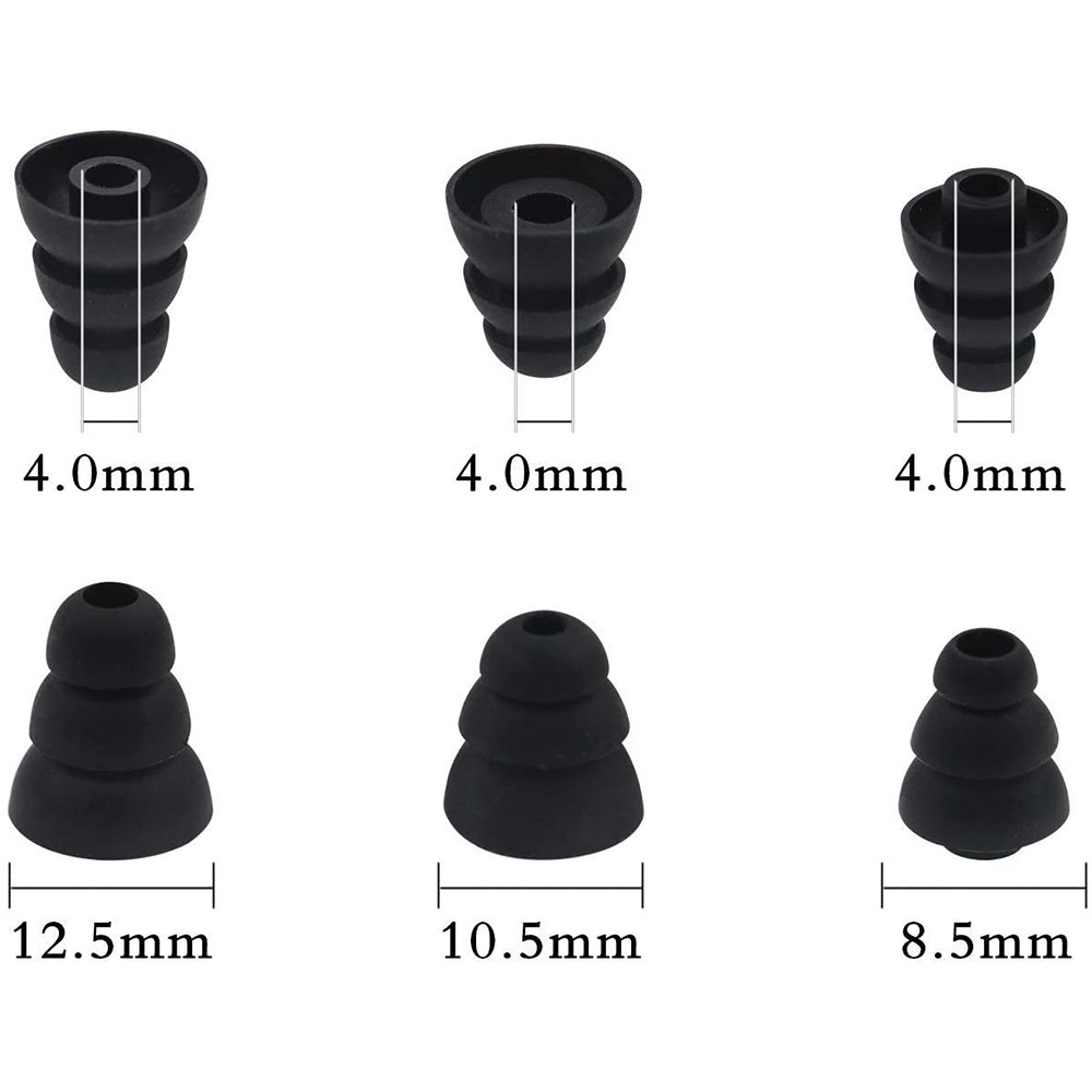 3 Pares De Pontas De Ouvido Cônicas De Flange Tripla De Substituição , Fones De Silicone Para A Maioria Dos (Sony Senso Powerbeats Jaybird etc .)