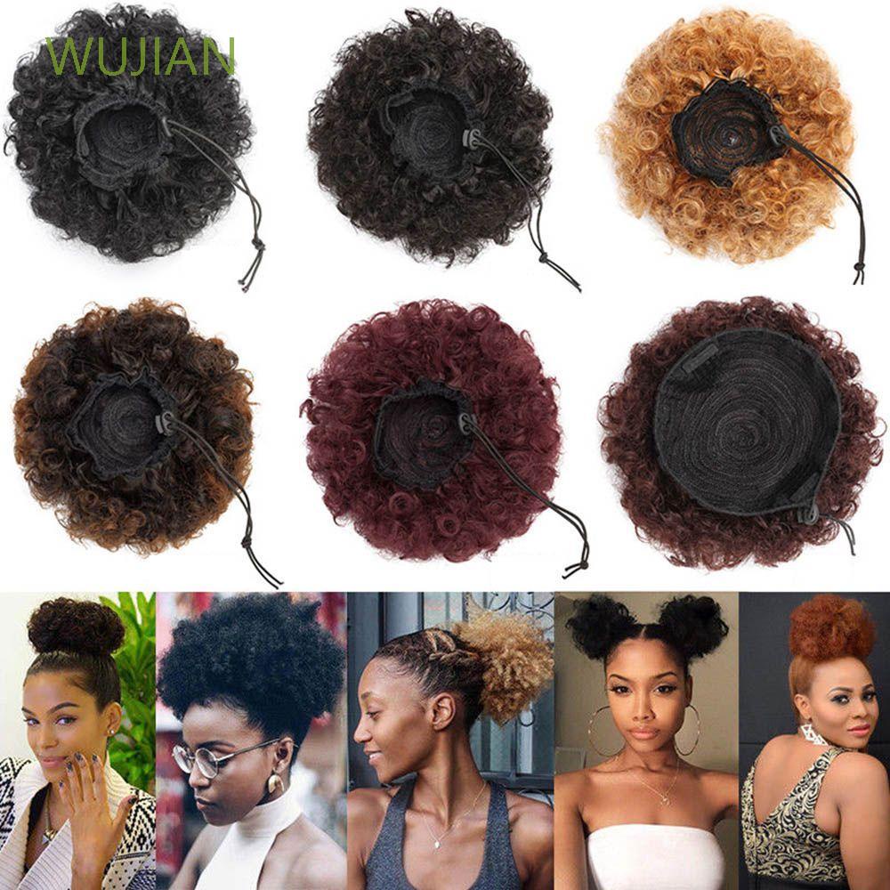 WUJIAN Afro Hair Bun Natural High Puff Curly Hair Short Kinky Curly  Ponytail Hair Extensions Synthetic Hair | Shopee Brasil