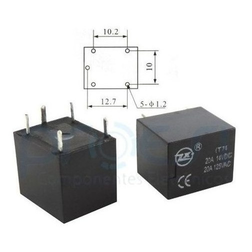 Kit 5 Peças - Rele Mini 12v 20a 5 Terminais Promoção