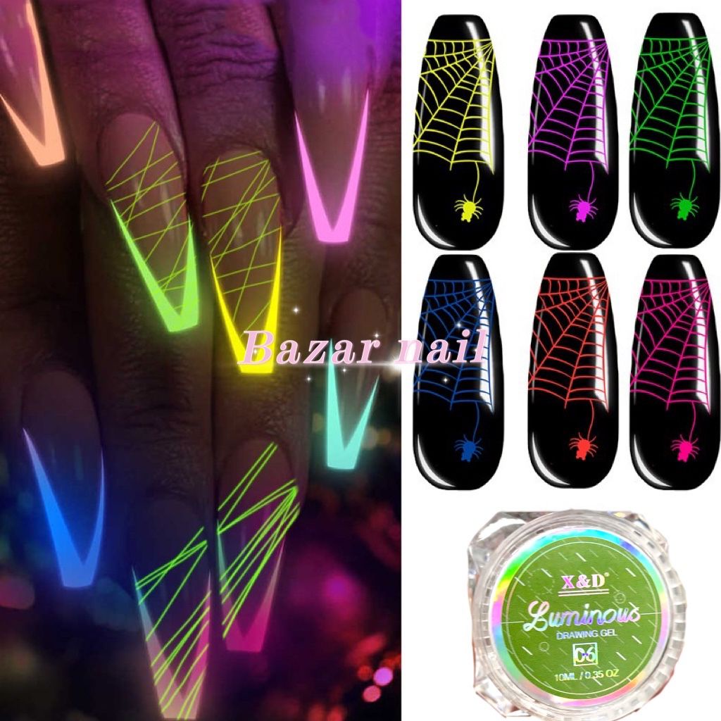 Nail Luminous Spider Uv Gel Polonês Neon Fluorescente Efeito/bazar nail Nail art