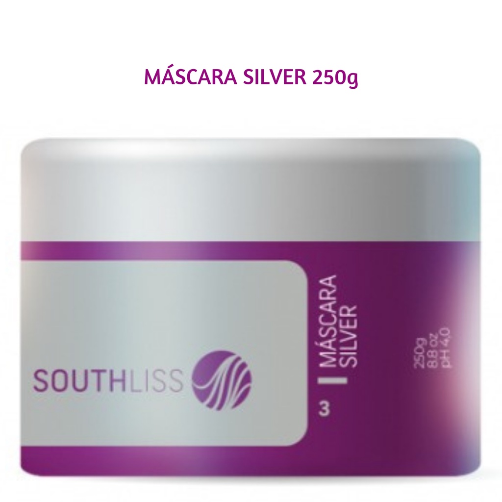 Máscara Silver Matizadora Southliss Silver 250g Reduz Os Fios Amarelados Em Cabelos Brancos Ou Descoloridos