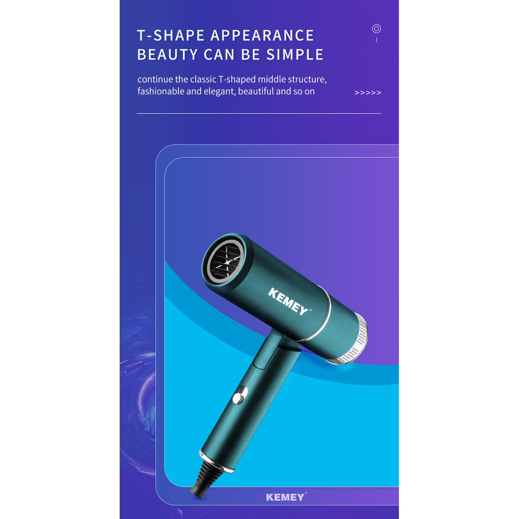 Kemei Secador De Cabelos 1000W Profissional/Cabelo De Secagem Rápida Para Estudante Em Casa/Viagem — imagem 2 de 2