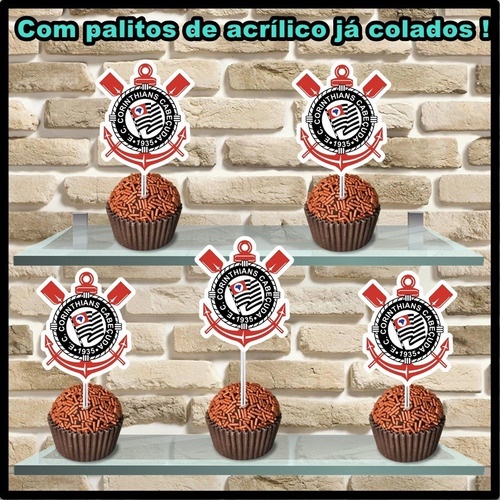 50 Tags Toppers P/ Docinho Cornithians para festa, brigadeiro beijinho em Oferta na Shopee