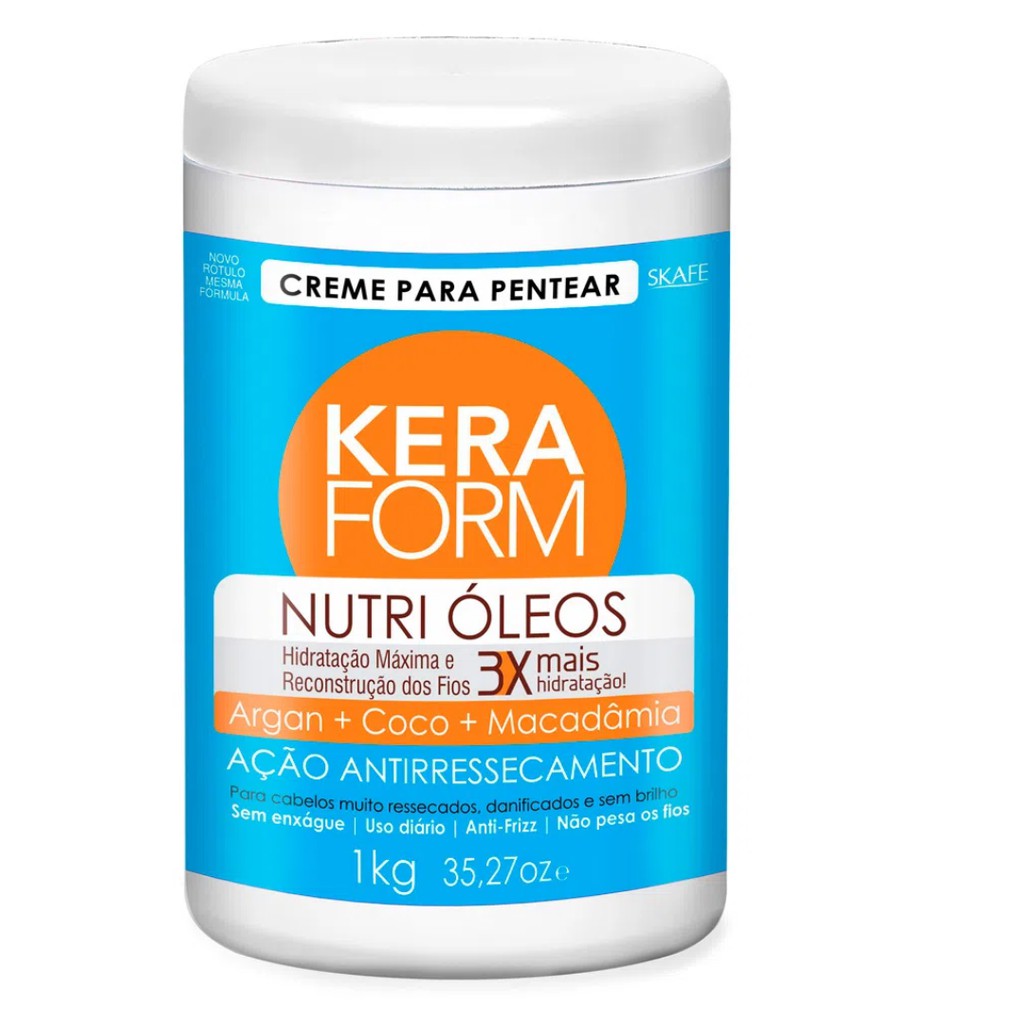 Creme De Pentear Keraform Nutri Óleos com Óleo de Argan + Óleo de Coco + Óleo de Macadâmia 1kg Skafe