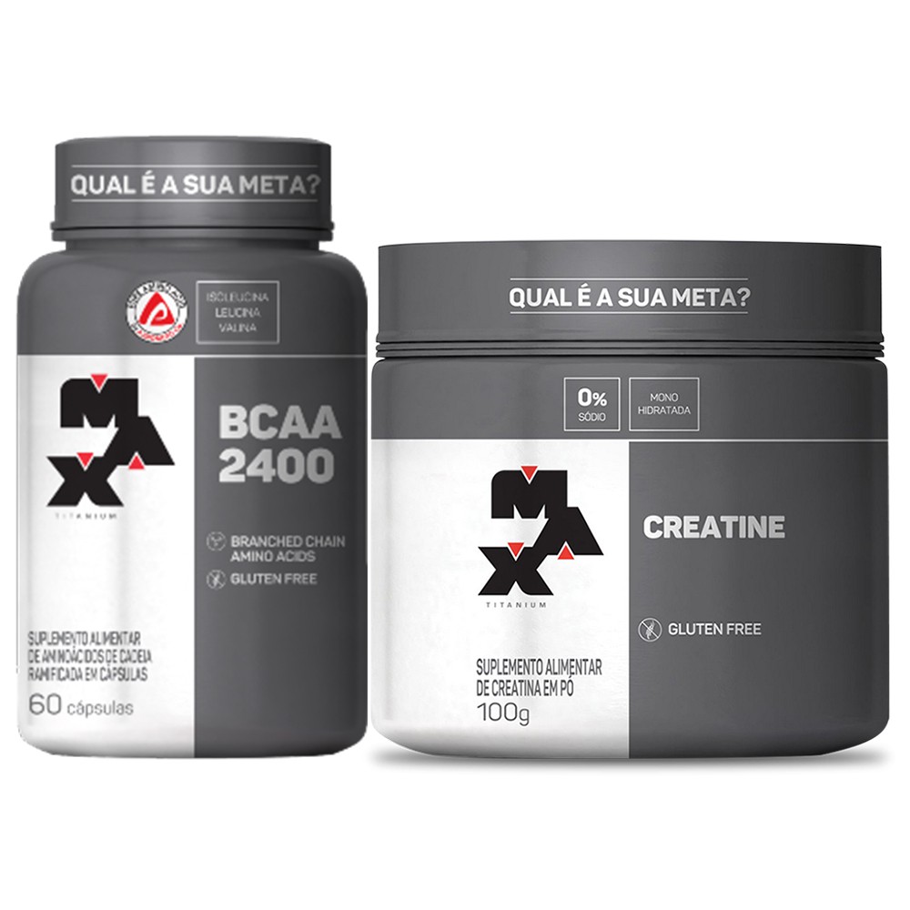 Kit Creatina 100g + Bcaa 2400 60 Cáps - Max Titanium