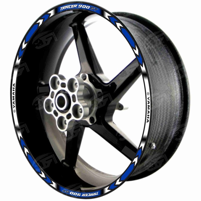 Adesivo Friso Refletivo Roda Moto Yamaha Tracer 900 GT 900GT MT-09 MT09 M01 azul branco