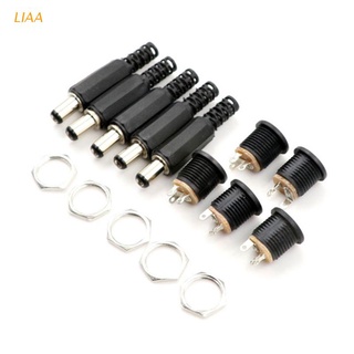 LIAA 10 pcs 12V 3A Plastic Male Plugs + Female Socket Panel Mount DC Power Connector Electrical Supplies