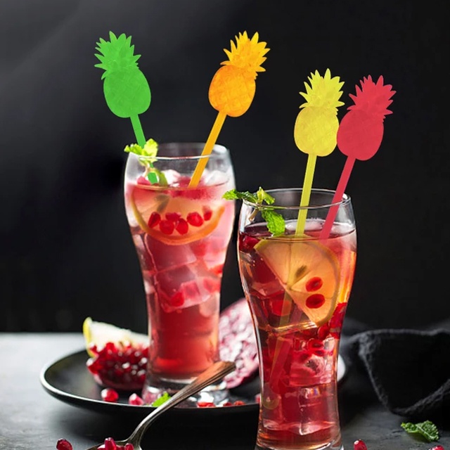 Mexedor Misturador De Drink Abacaxi Colorido Neon Festa 12un em Oferta na Shopee