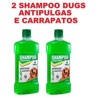 Kit 2 Shampoo Antiparasitário World Dugs- Antipulgas e Carrapatos 500ml Val:02/2025
