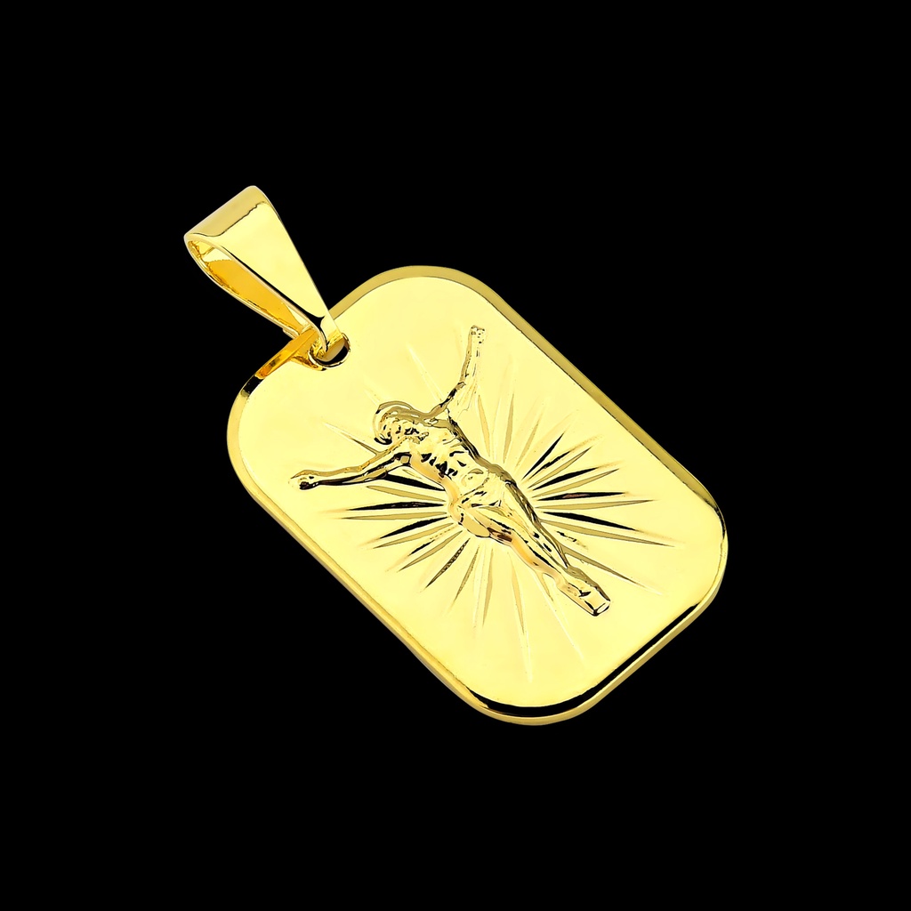 Pingente Jesus Cristo Esculpido Banhado a ouro 18k Placa Detalhada Deus Folheado