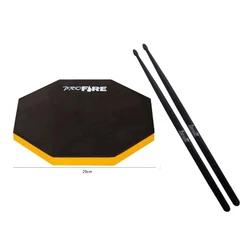Pad Estudo Treino Praticável Bateria 10" + Par Baqueta Fibra TQ020