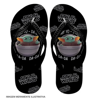 Chinelo Preto Baby Yoda Da Star Wars