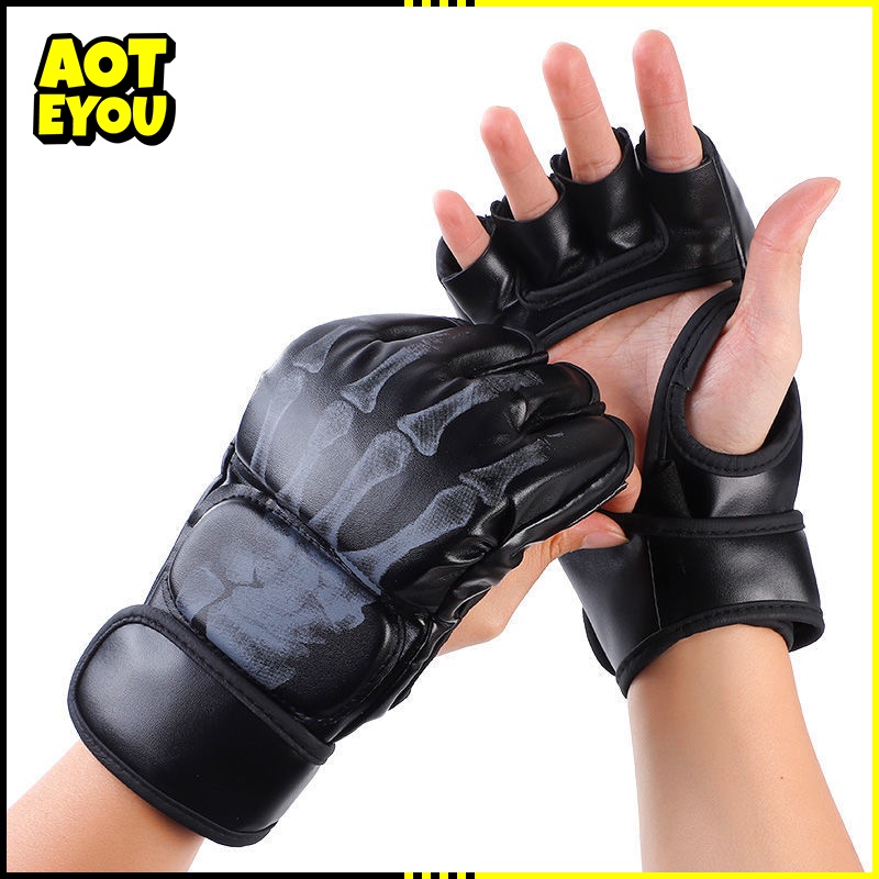 luva de boxe muay thai saco thai kickboxing MMA manopla luta everlast 16oz para treino box Luvas Metade Do Dedo UFC Sanda Espessamento Adulto Pancada Combate