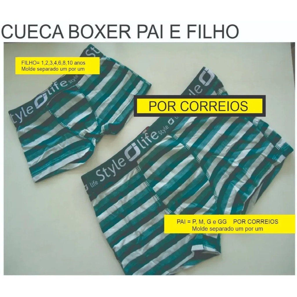 Kit Moldes Modelagem Cueca Boxer Pai E Filho Elástico Aparente separados um por um. em Oferta na Shopee