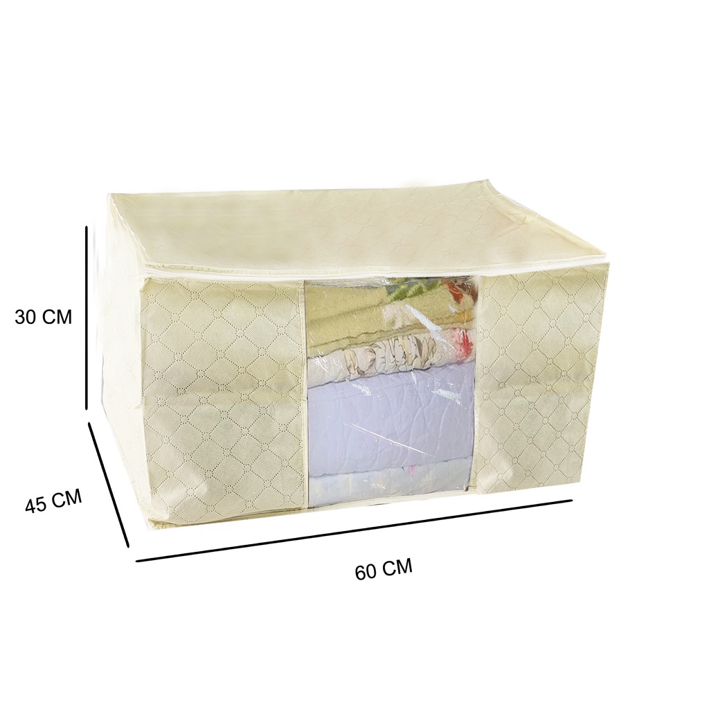 Organizador Multiuso Caixa Organizadora De Guarda Roupa Flexivel Com Ziper 60x45x30cm Grande