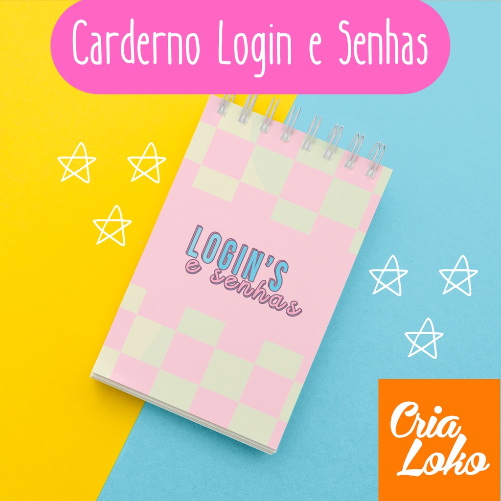 Caderno Login e Senhas - Agenda Login e Senhas A6